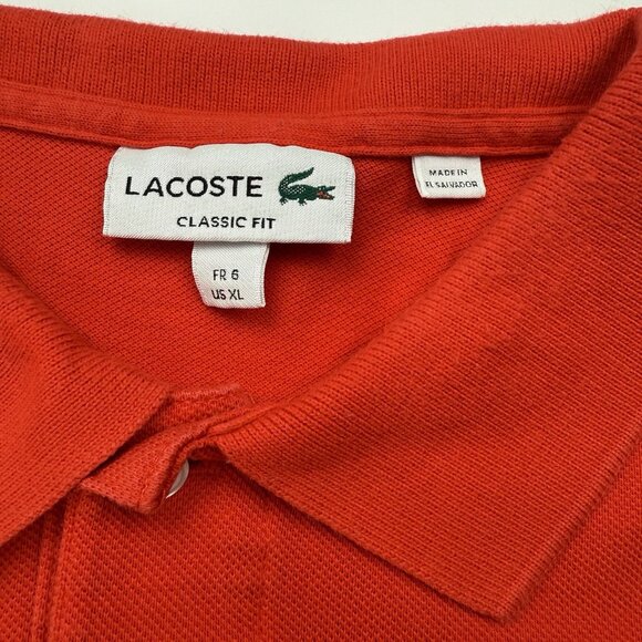 Lacoste Mens 6 / XL Red Short Sleeve Collared Golf Polo Shirt - Picture 4 of 7